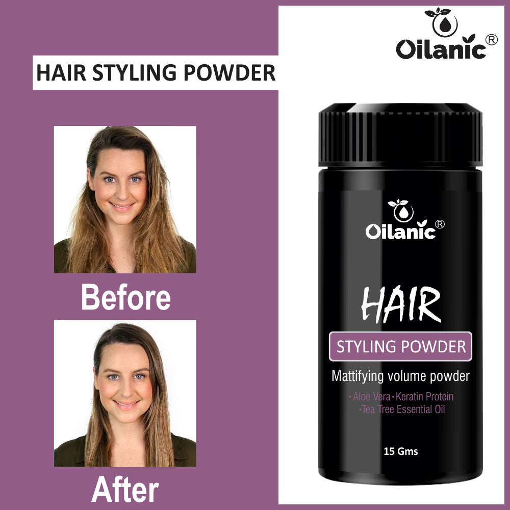 Oilanic Hair Volumizing Powder strong hold | Matte Finish | 24 hrs hold | Natural & Safe Hair Styling Powder Pack of 1 15 Gms