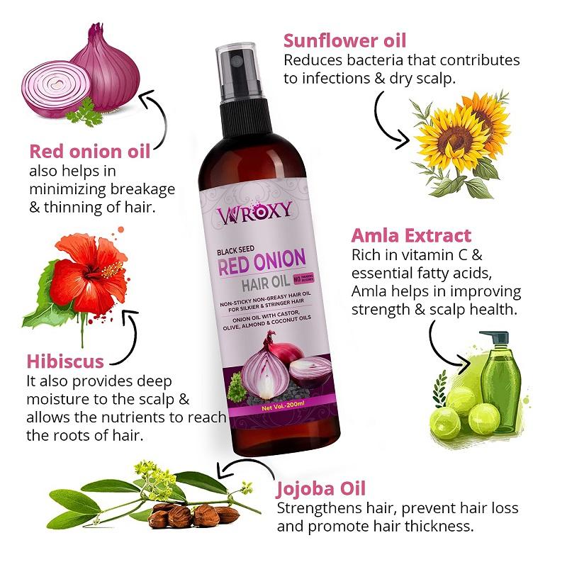 Wroxy Onion Black Seed Hair Oil Controls Hair Fall (Pack of 1)