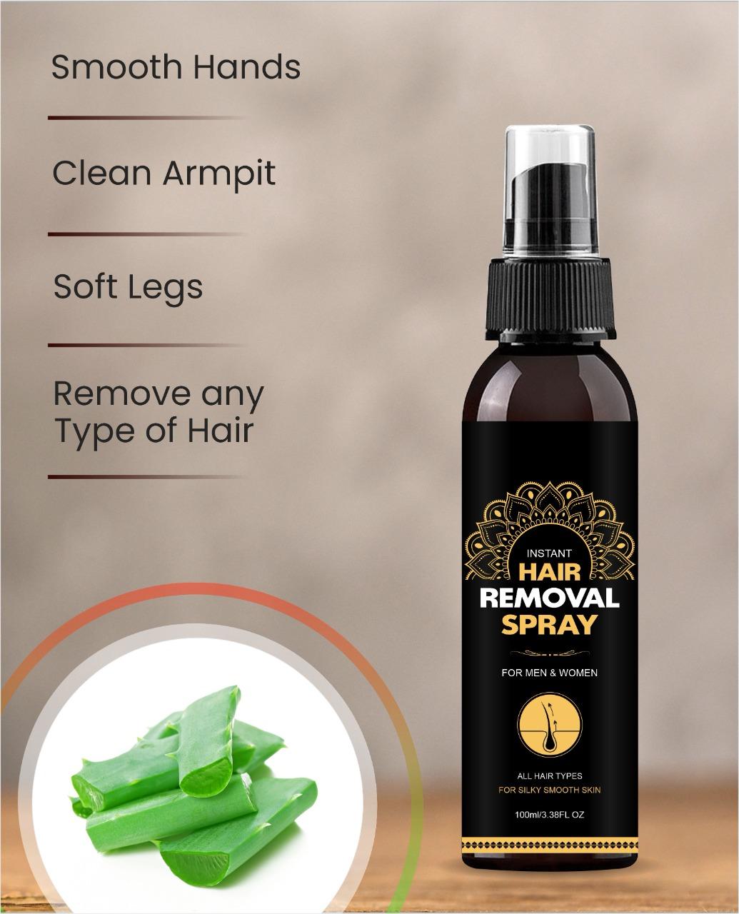 Hair Removal Spray for Men and Women 100 ml - Painless Removal of Unwanted Body Hair - Smooth Hands - Soft Legs - Clean Armpit Spray��(100 ml)